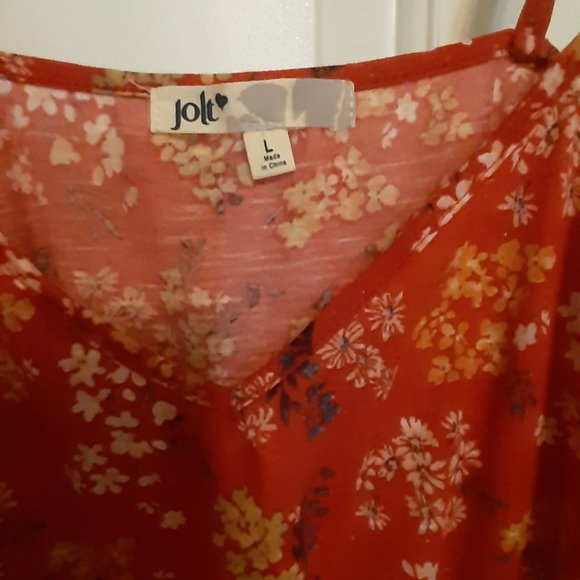 Jolt Red Flower Camisole Top, Sz L, New, Soft Cotton Polyester Blend - Picture 5 of 6